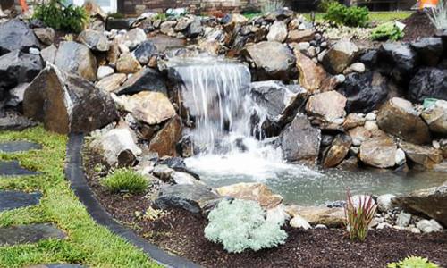 Backyard Water Feature with Pond