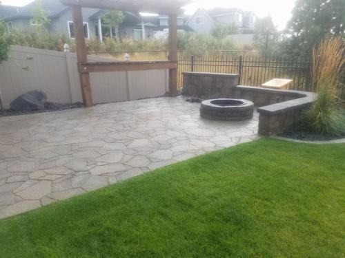 Fire Pit with Rock Wall Seating