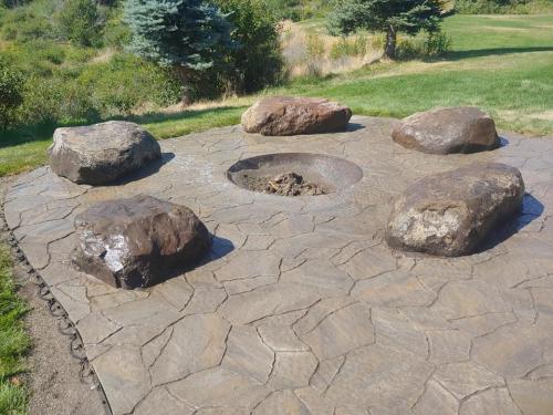 Wood Fire Pit with Rock Seating